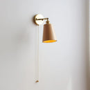 Axyaa Nordic LED Wall Lights with Pull Chain Switch, Walnut Finish