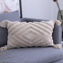 Axyaa Beige Tufted Tassel Pillow Cover 18x18" 12x20" for Couch Bed Living Room