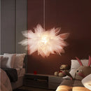 Axyaa White Voile Lace Pendant Lamp for High Ceiling, Bedroom Lighting
