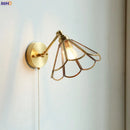 Axyaa Nordic Copper Glass LED Wall Sconce Pull Chain Switch Bedroom Mirror Stair Beside Lamp