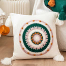 Axyaa Floral Cushion Cover 45x45cm Pink Cream Yellow Green Tassels Home Decor Pillow Case