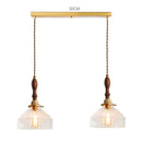 Axyaa Green Glass LED Pendant Light with Wood Hangle & Copper Socket