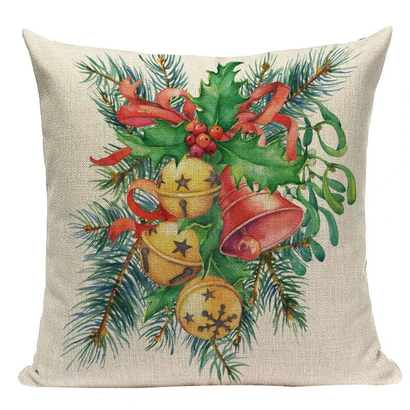 Axyaa Christmas Deer Snowman Cartoon Cushion Cover - Festive Decor Pillowcase