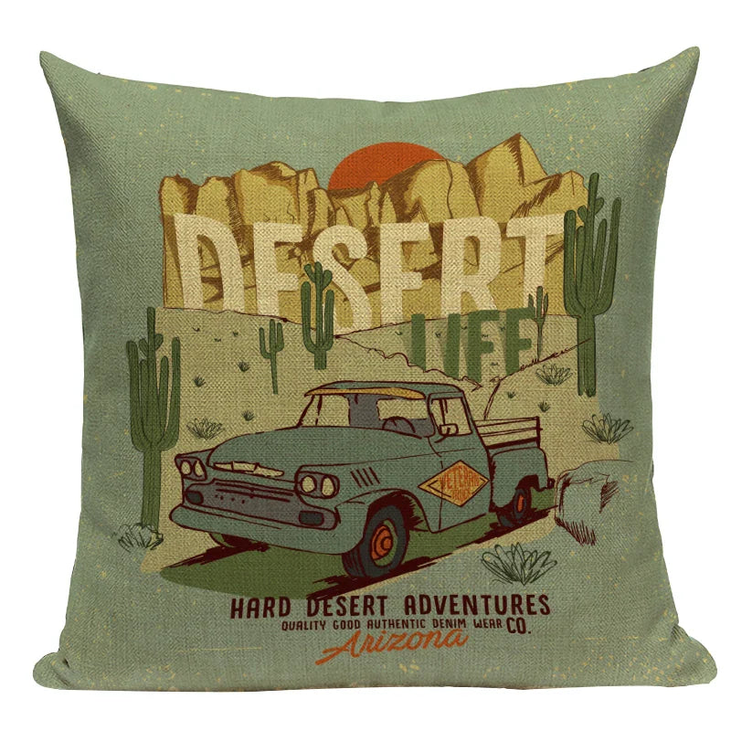 Axyaa Cactus Desert Decor Pillow Covers Scenery Floral Cushion Case