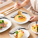Axyaa 24-Piece Black Ceramic Tableware Set: Bowls, Dessert, Soup, Dinner Plates