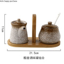 Axya Ceramic Seasoning Jar Set with Lid, Spoon - Kitchen Condiment Canister