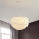 Axyaa Romantic Feather Pendant Lamp - Pink/White Feather Lampshade for Home Decor