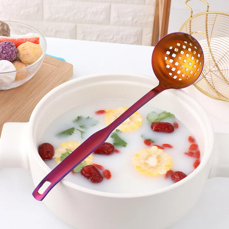 Axyaa 304 Stainless Steel Soup Spoon Colander Kitchen Utensil
