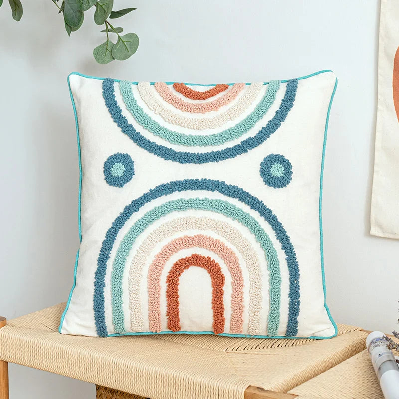Floral Rainbow Cushion Cover by Axyaa - 45x45cm/30x50cm Loop Tufting Home Décor