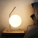 Axyaa White Glass Ball Table Lamp: Nordic Design, Dimmable E27 LED Lighting Fixture