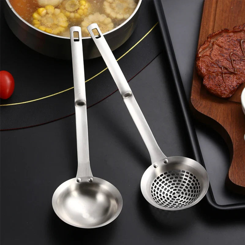Axyaa Stainless Steel Soup Spoon Colander Strainer Skimmer for Home Cooking
