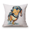 Axyaa Dachshund Dog Print Cotton Linen Pillow Covers 45X45cm
