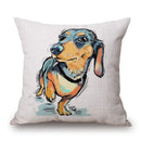 Axyaa Dachshund Dog Print Cotton Linen Pillow Covers 45X45cm