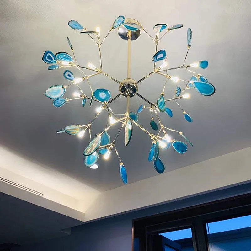 Axyaa Agate Tree Branch Chandelier - Nordic Glass Lamp for Bedroom, Kitchen and Dining Room