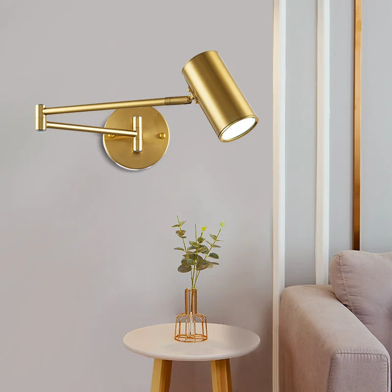 Axyaa Nordic Adjustable Double-Arm Swing Wall Sconce for Bedroom, Study, and Reading Lighting Decor