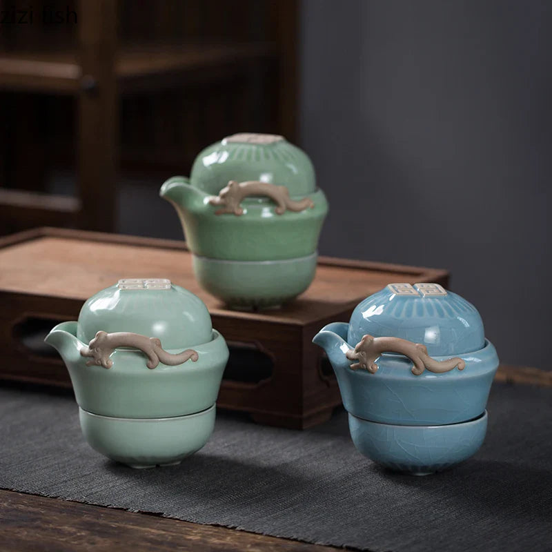 Axya Ceramic Teapot and Tea Cup Set for Stylish Home Tea Brewing