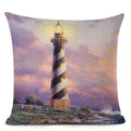 Axyaa City Landscape Oil Painting Cushion Cover | Autumn Winter Art Decor Pillow Case
