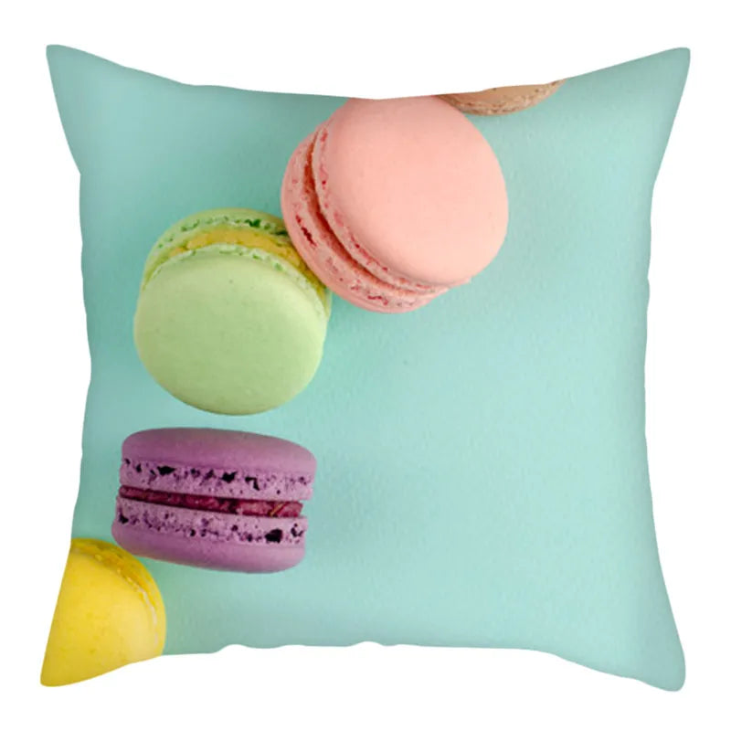 Axyaa Biscuits Cake Print Decor Pillow Cover for Home Sofa Decoration