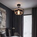 Axyaa Black Iron Industrial Pendant Light, Diamond Shape Cage Design