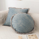 Axyaa Fringed Denim Cushion Cover 45x45cm Square Heart Circle for Home Decoration