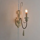 Axyaa Vintage Wood Bead Wall Sconces for Farmhouse Living Room