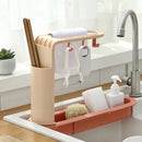 Adjustable Sink Drain Rack Storage Shelf Sponge Holder Axyaa Kitchen Gadget