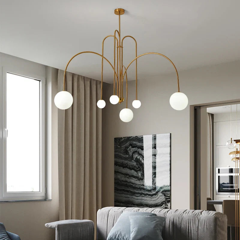 Axyaa Retro Glass Ball Chandelier: Italian Design Replica Art Home Interior Light