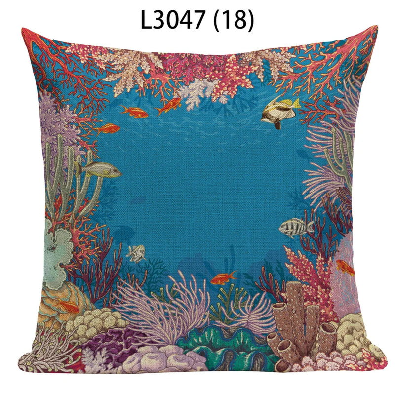Axyaa Ocean Life Pillow Covers for Home Decor