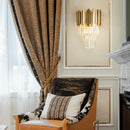 Axyaa Gold Crystal Wall Lamp with LED Light for Home Lighting