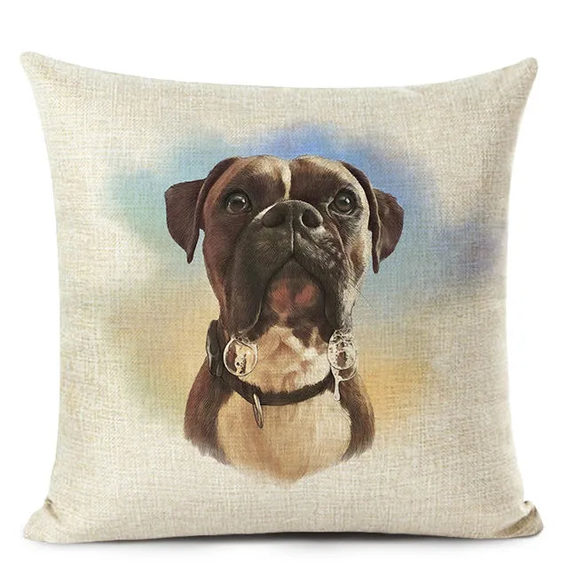 Colourful Bull Terrier & Dachshund 3D Cushion Cover for Home Sofa by Axyaa