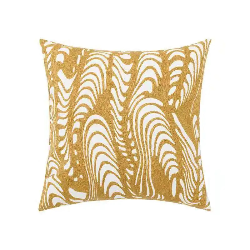 Daisy Floral Geometric Embroidery Pillow Cover 45x45cm Yellow Blue Soft Cozy