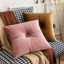 Axyaa Soft Velvet Button Cushion in Pink/Blue, 45x45cm