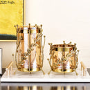 Axyaa Gilded Flower Branch Glass Vase for Modern Home Decor