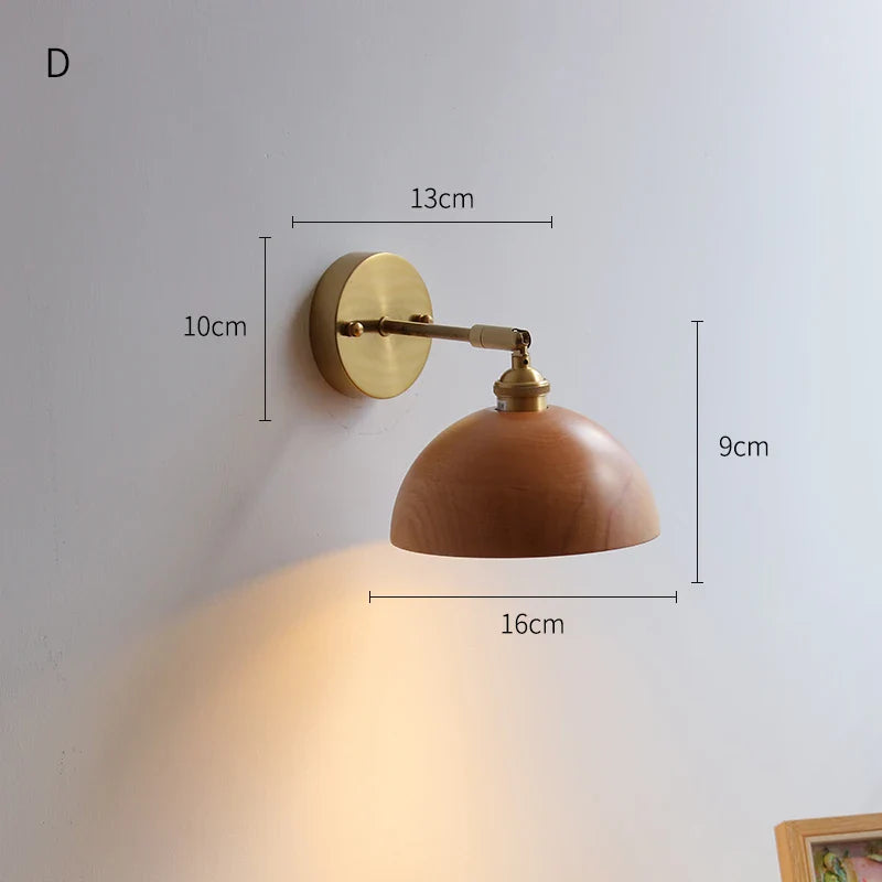 Axyaa Nordic LED Wall Lights with Pull Chain Switch, Walnut Finish