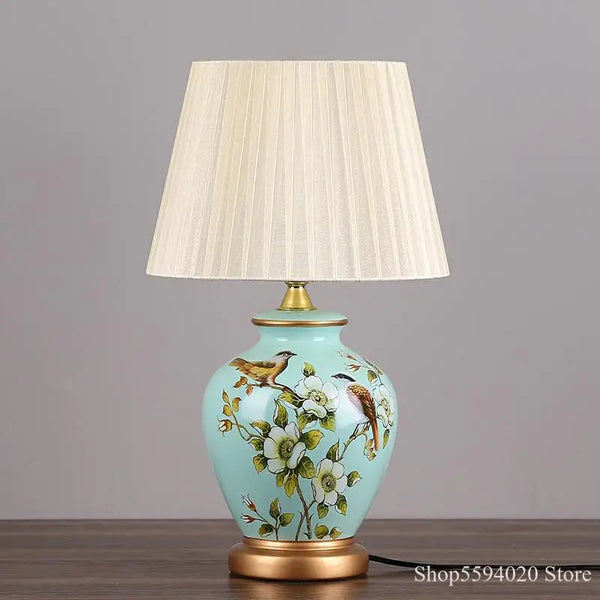 Axyaa Ceramic Desk Lamp - LED Table Light for Living Room, Bedroom, and Study