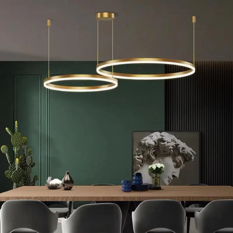 Axyaa Black&Coffee Modern LED Chandelier Brushed Rings Ceiling Light