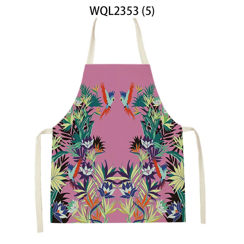 Axyaa Tropical Floral Kitchen Apron for Cooking, Baking, Cleaning - 47x38cm