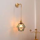 Axyaa Copper LED Wall Sconce with Switch, Modern Glass Stair Light for Bathroom Mirror