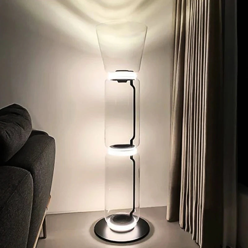 Axyaa Bright LED Glass Floor Lamp - Modern Nordic Design for Living Room