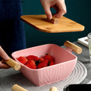 Axya Nordic Ceramic Fruit Plate with Lid: Kitchen Decor Tableware Bowl