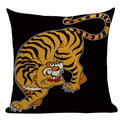 Axyaa Cartoon Tiger Lion Dance Pillow Case Cover for Bed Sofa Decoration