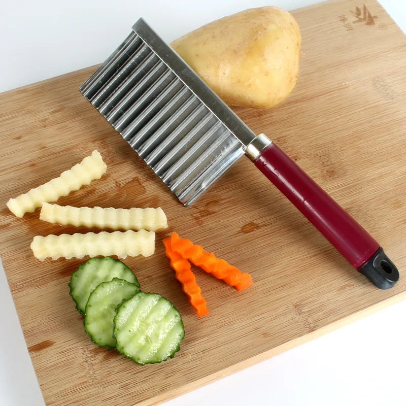 Axyaa Stainless Steel Wavy Cutter for Chips, Veggies, and Fruits