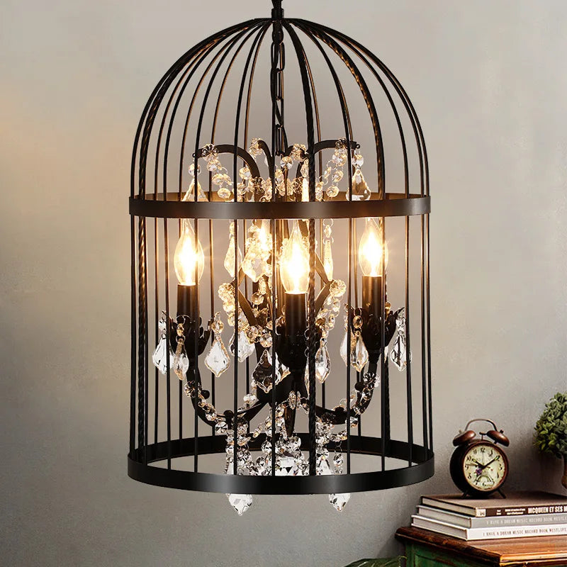 Axyaa Crystal Bird Cage Chandelier for Dining Room & Bedroom