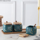 Axya Gold Marble Seasoning Set: Nordic Creative Ceramic Salt Shaker & Food Storage