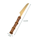 Axyaa Golden Spoon Fork Knife Set | Stainless Steel Wood Handle Tableware