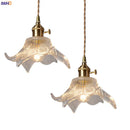 Axyaa Flower Glass LED Pendant Copper Hanging Light Nordic Modern Dining Bedroom Fixtures