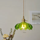 Axyaa Flower Glass LED Pendant Copper Hanging Light Nordic Modern Dining Bedroom Fixtures