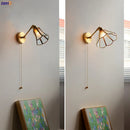 Axyaa Green Glass LED Wall Lights with Pull Chain Switch, Up and Down Adjustable