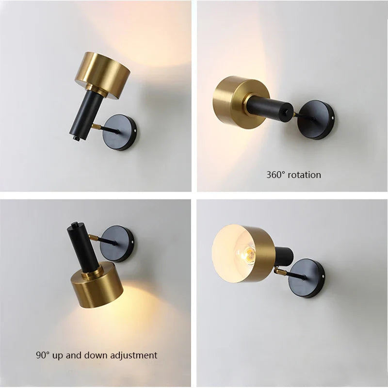 Axyaa Modern Black Gold Wall Sconce Up Down Reading Light