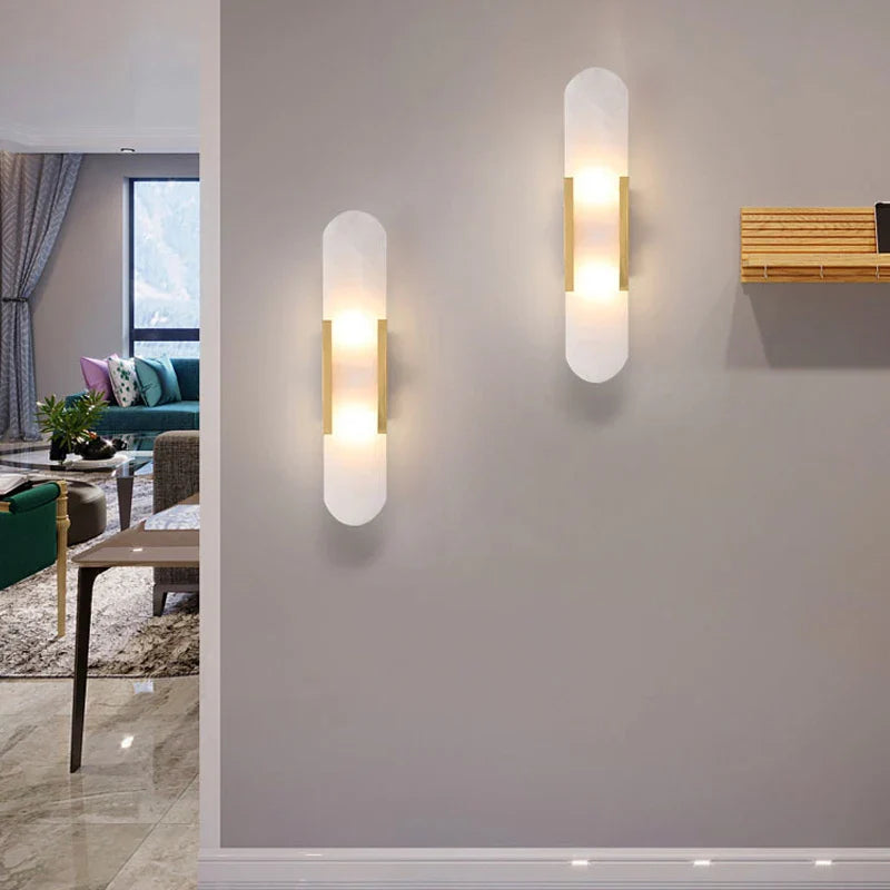 Axya Marble Wall Lamps: Minimalist Nordic LED Sconce for Living Room, Bedroom, and Bathroom